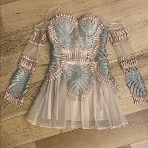 Asilio Pink and Silver Lace Dress